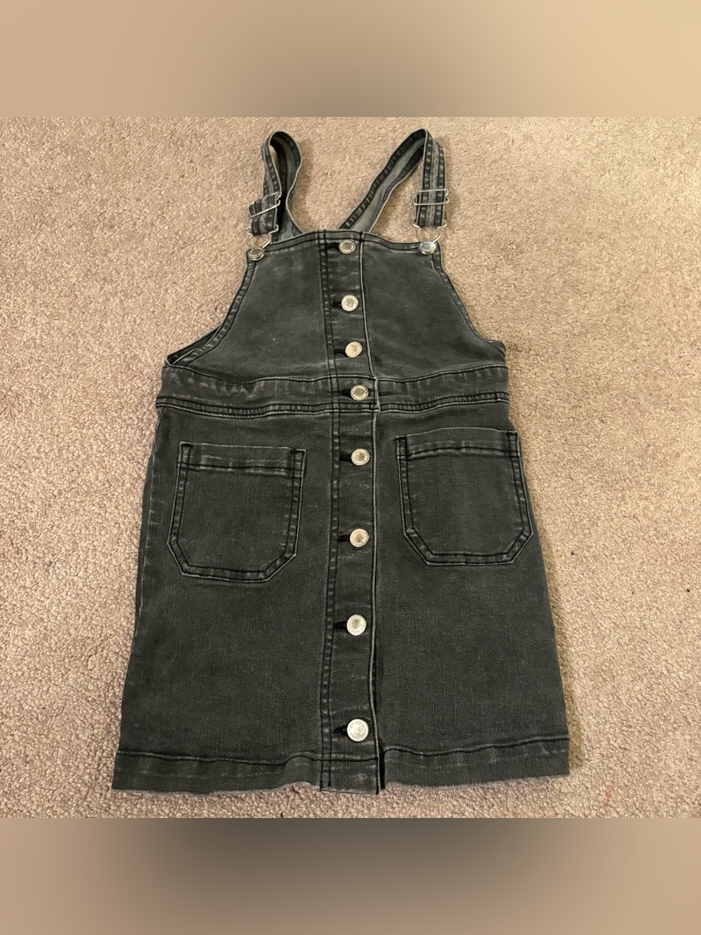 art class Black Denim Button-Front Pinafore Dress small 6/6x